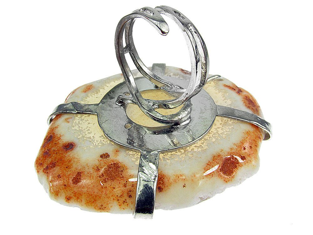 Inel reglabil statement masiv cu agat galben pal D - GlamBazaar.ro