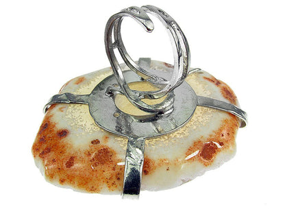 Inel reglabil statement masiv cu agat galben pal D - GlamBazaar.ro