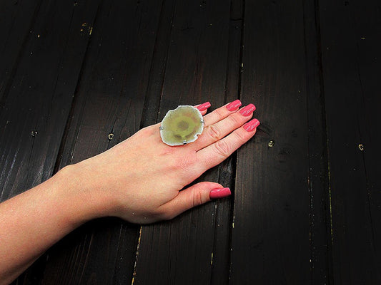 Inel reglabil statement masiv cu agat galben pal D - GlamBazaar.ro