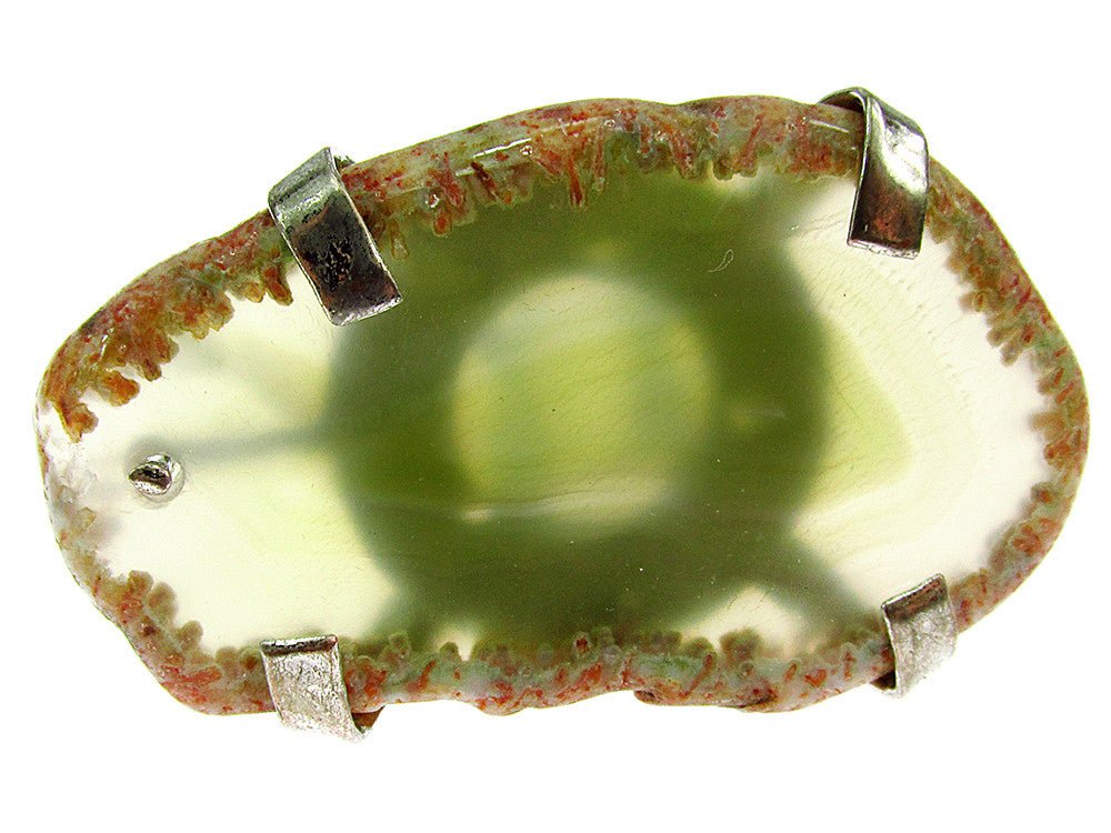 Inel reglabil statement masiv cu agat galben - vernil 15A - GlamBazaar.ro