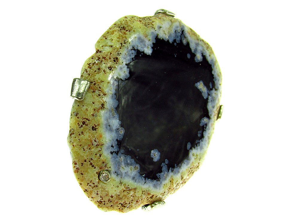 Inel reglabil statement masiv cu agat negru natural 12A - GlamBazaar.ro