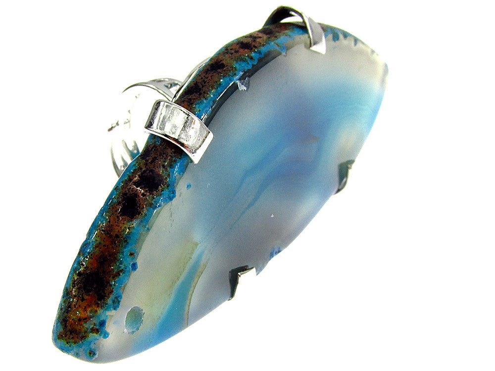 Inel reglabil statement masiv cu agat turcoaz natural 5A - GlamBazaar.ro