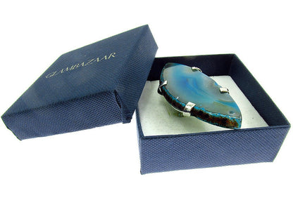 Inel reglabil statement masiv cu agat turcoaz natural 5A - GlamBazaar.ro