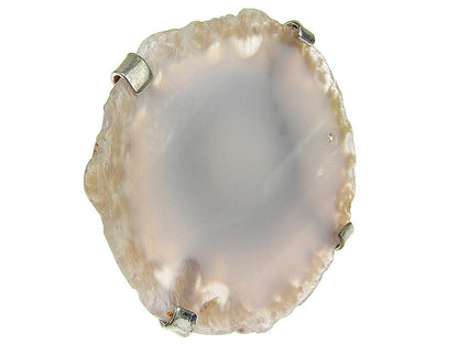 Inel reglabil statement masiv cu agata alba naturala D - GlamBazaar.ro