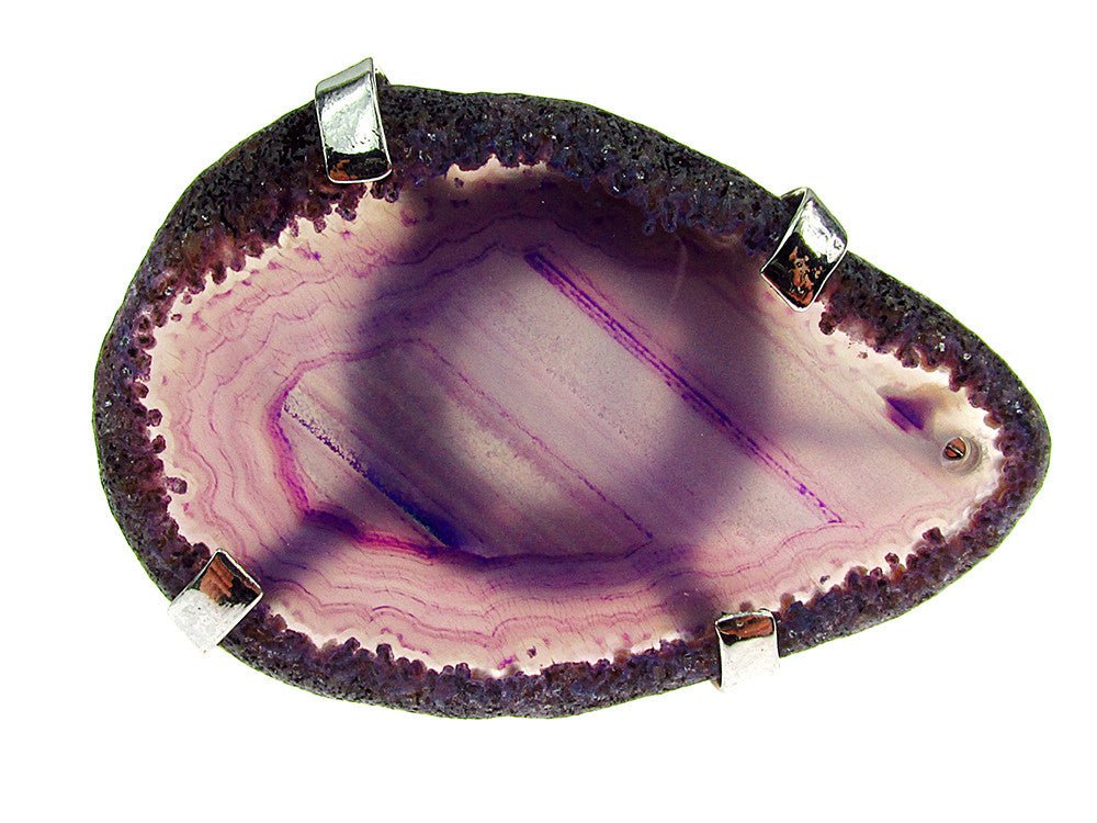 Inel reglabil statement masiv cu agata mov naturala 4A - GlamBazaar.ro