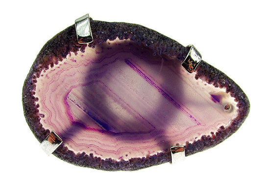 Inel reglabil statement masiv cu agata mov naturala 4A - GlamBazaar.ro