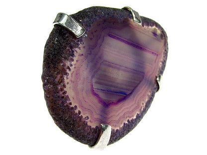 Inel reglabil statement masiv cu agata mov naturala 4A - GlamBazaar.ro