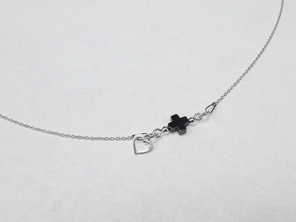 Lantisor argint cruciulita hematit natural - GlamBazaar.ro