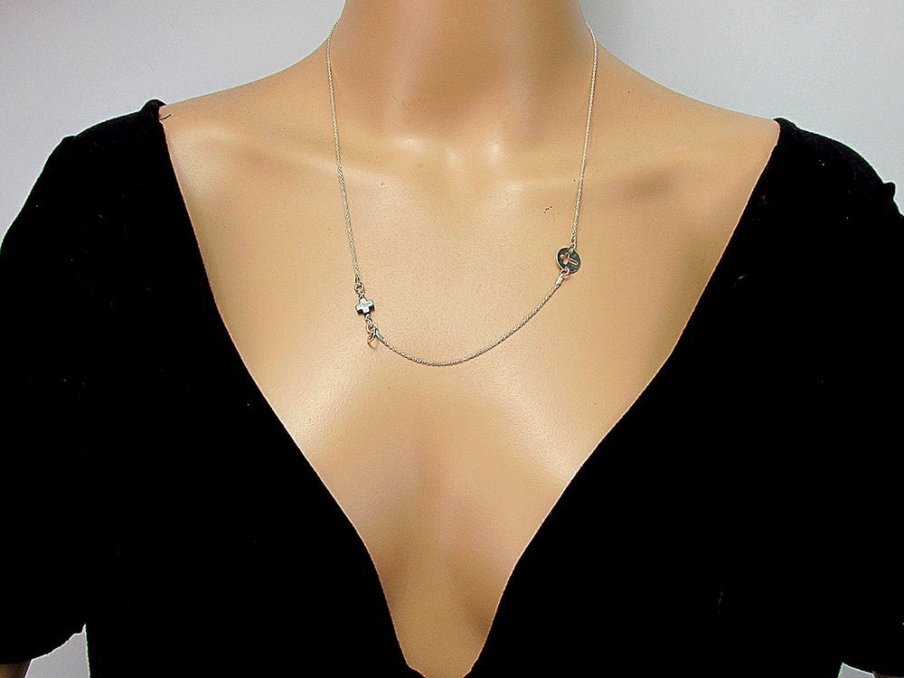 Lantisor argint cruciulita hematit natural - GlamBazaar.ro