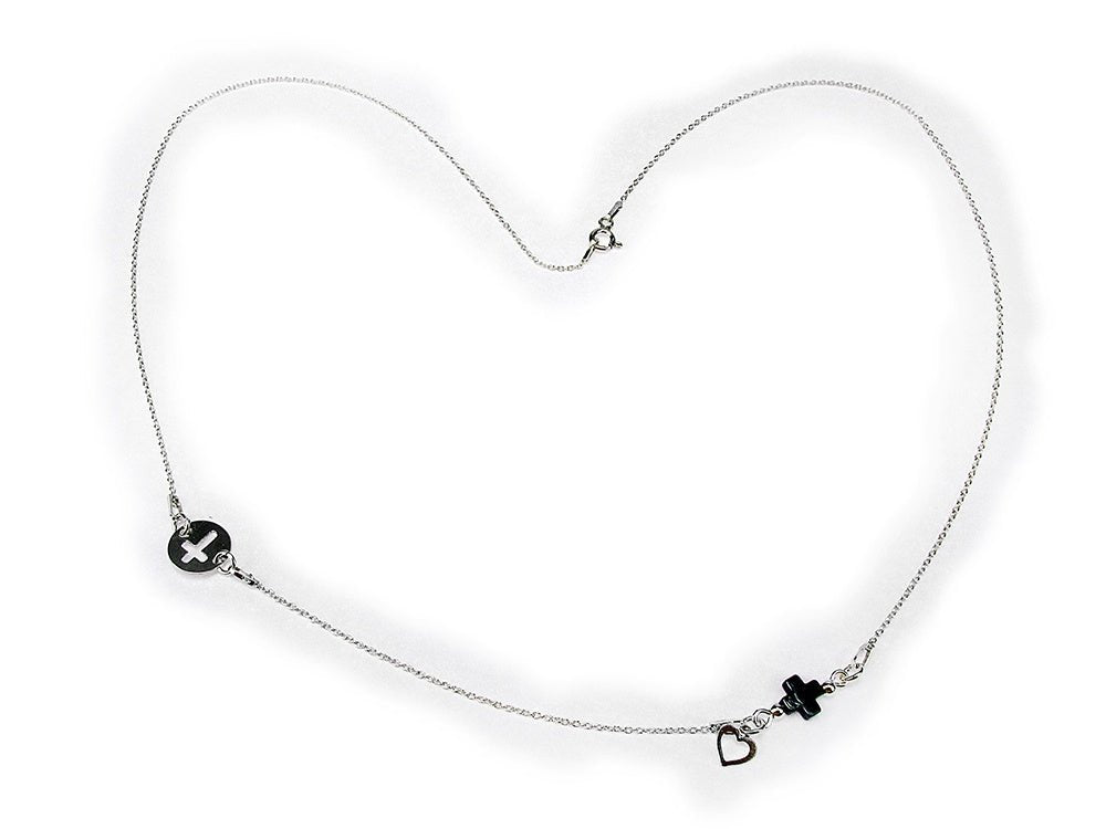 Lantisor argint cruciulita hematit natural - GlamBazaar.ro