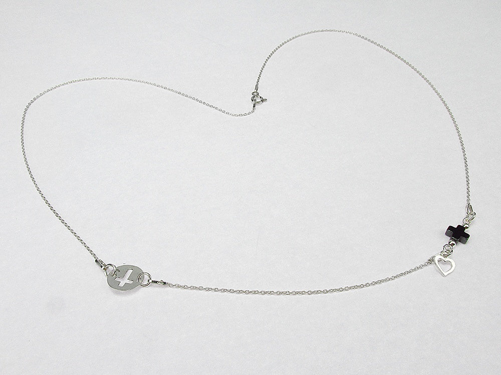 Lantisor argint cruciulita hematit natural - GlamBazaar.ro