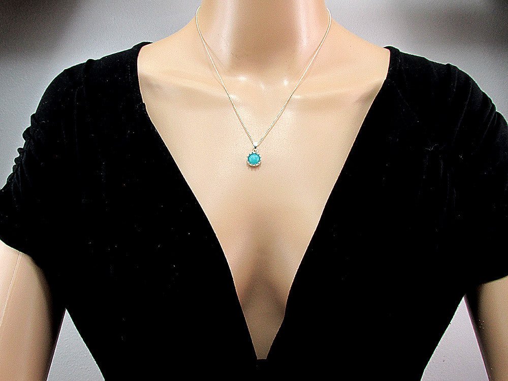 Lantisor argint cu pandantiv coroana angelit natural 8 MM - GlamBazaar.ro