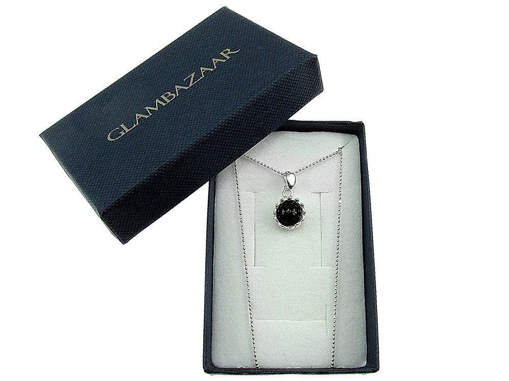 Lantisor argint cu pandantiv coroana onix 8 MM - GlamBazaar.ro