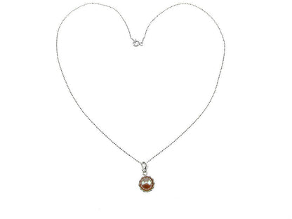 Lantisor argint cu pandantiv coroana perla de cultura oranj 8 MM - GlamBazaar.ro