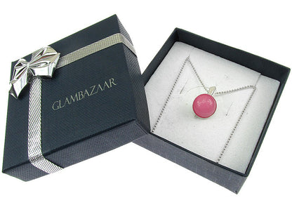 Lantisor argint cu pandantiv mic jad roz 10 MM - GlamBazaar.ro