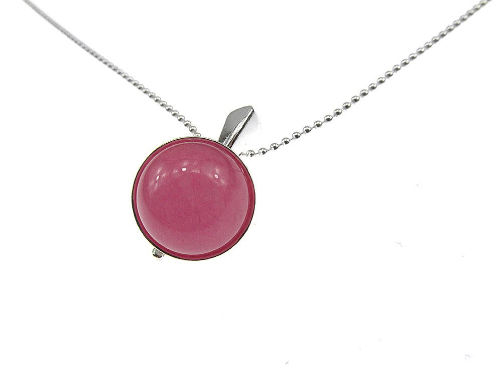 Lantisor argint cu pandantiv mic jad roz 10 MM - GlamBazaar.ro