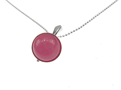 Lantisor argint cu pandantiv mic jad roz 10 MM - GlamBazaar.ro
