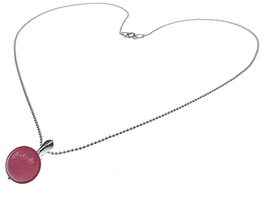 Lantisor argint cu pandantiv mic jad roz 10 MM - GlamBazaar.ro