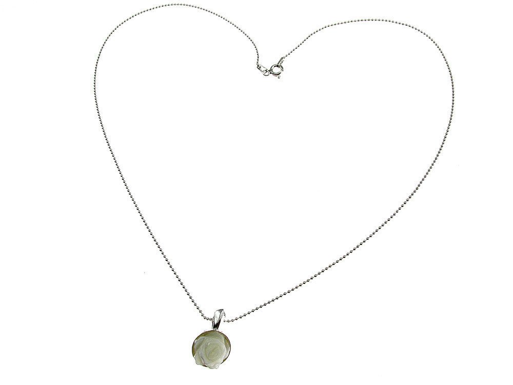 Lantisor argint cu pandantiv mic trandafir sidef 10 MM - GlamBazaar.ro