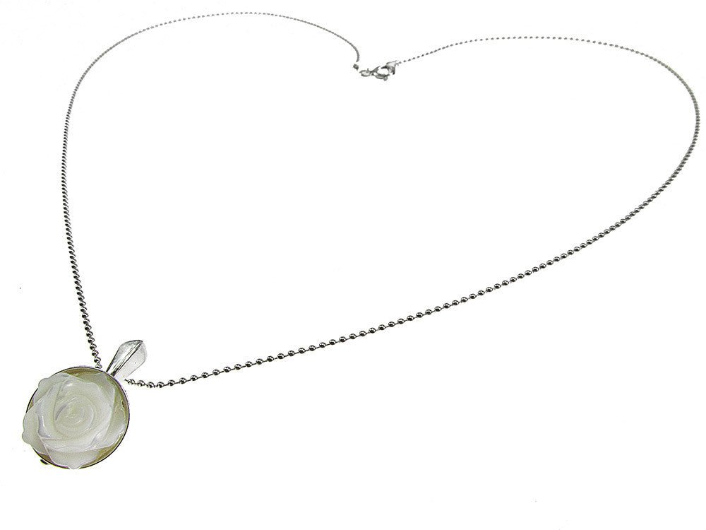 Lantisor argint cu pandantiv mic trandafir sidef 10 MM - GlamBazaar.ro