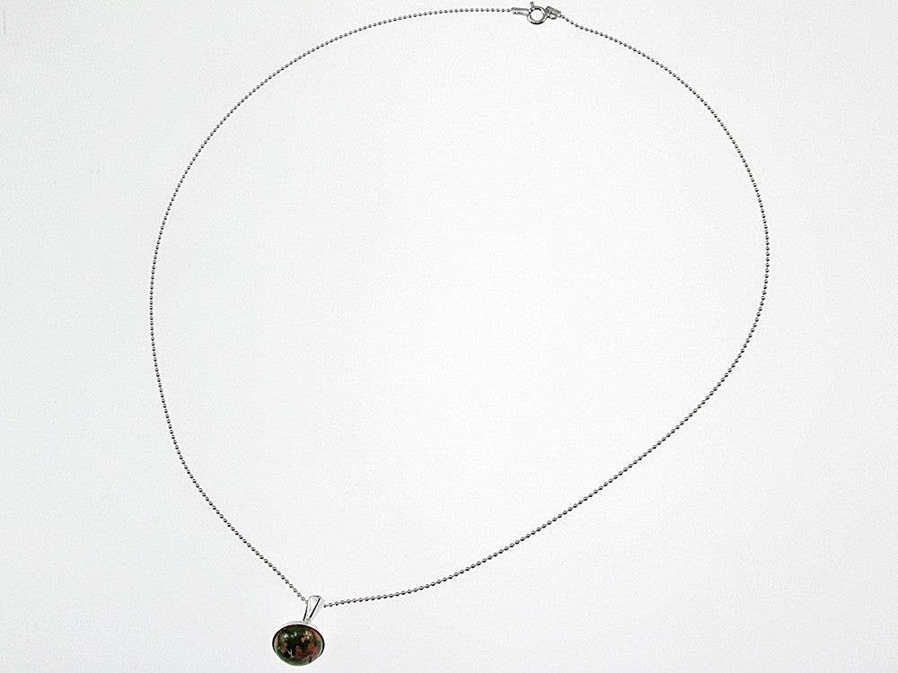 Lantisor argint cu pandantiv mic unakit natural 10 MM - GlamBazaar.ro