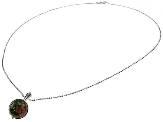 Lantisor argint cu pandantiv mic unakit natural 10 MM - GlamBazaar.ro