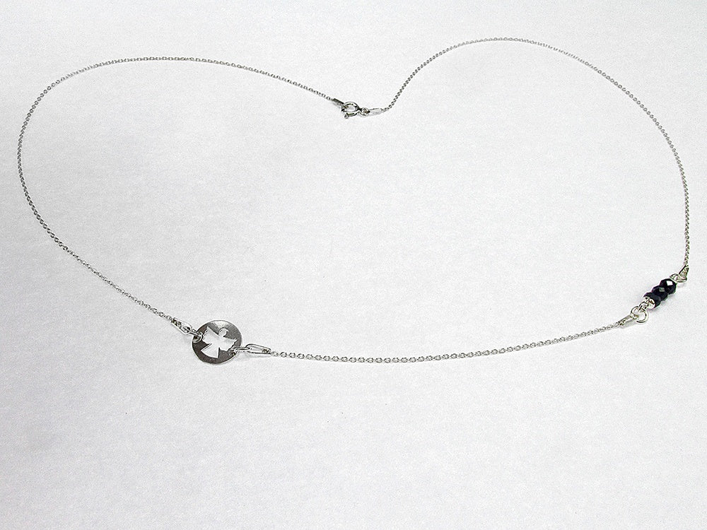 Lantisor argint ingeras si safir natural - GlamBazaar.ro