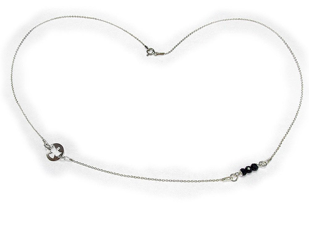 Lantisor argint ingeras si safir natural - GlamBazaar.ro