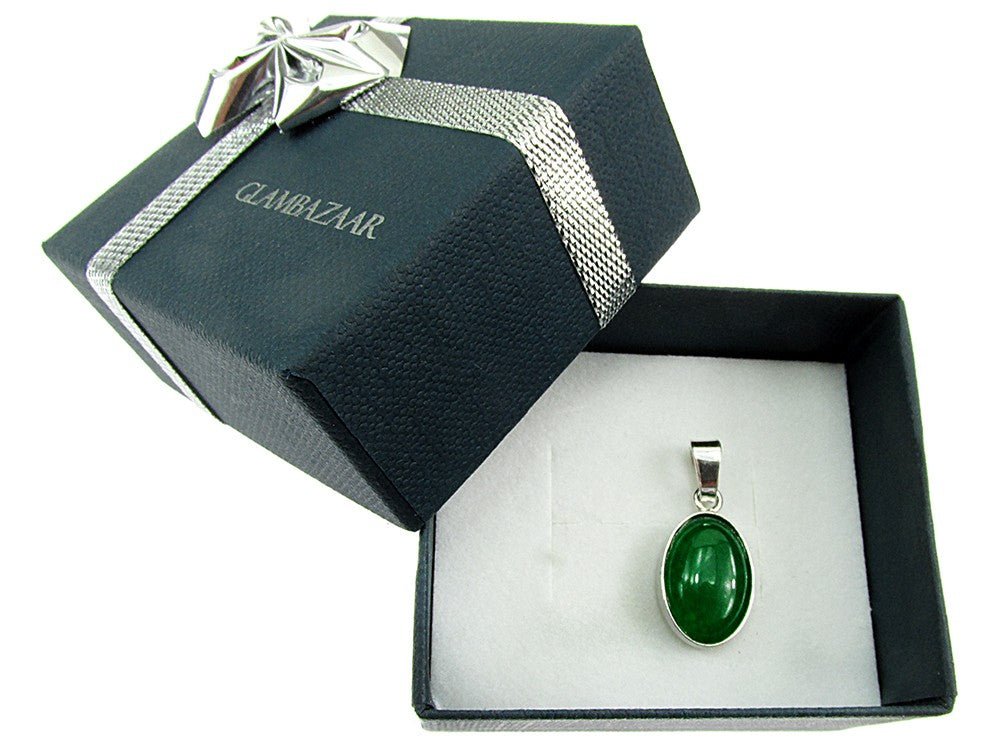 Pandantiv argint cu agat verde natural 14x10 MM - GlamBazaar.ro