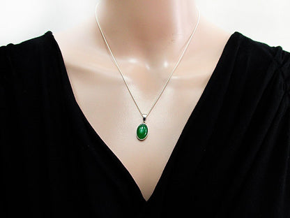 Pandantiv argint cu agat verde natural 14x10 MM - GlamBazaar.ro