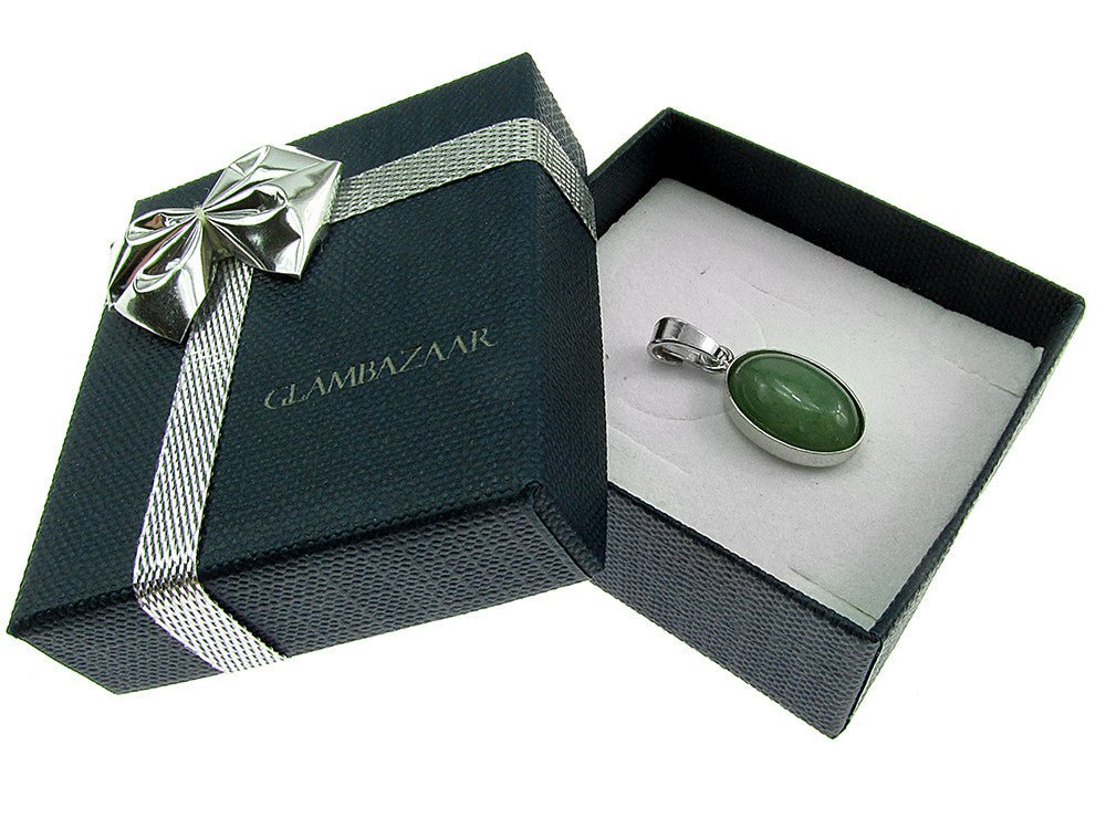 Pandantiv argint cu aventurin verde natural 14x10 MM - GlamBazaar.ro