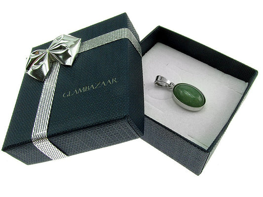 Pandantiv argint cu aventurin verde natural 14x10 MM - GlamBazaar.ro