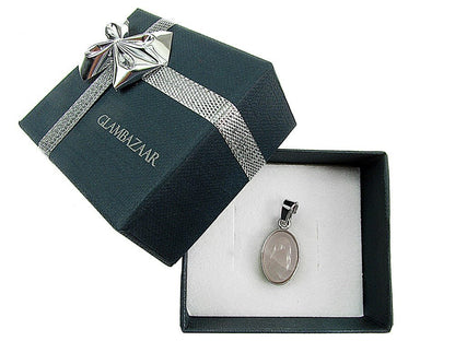 Pandantiv argint cuart roz 14x10 MM - GlamBazaar.ro