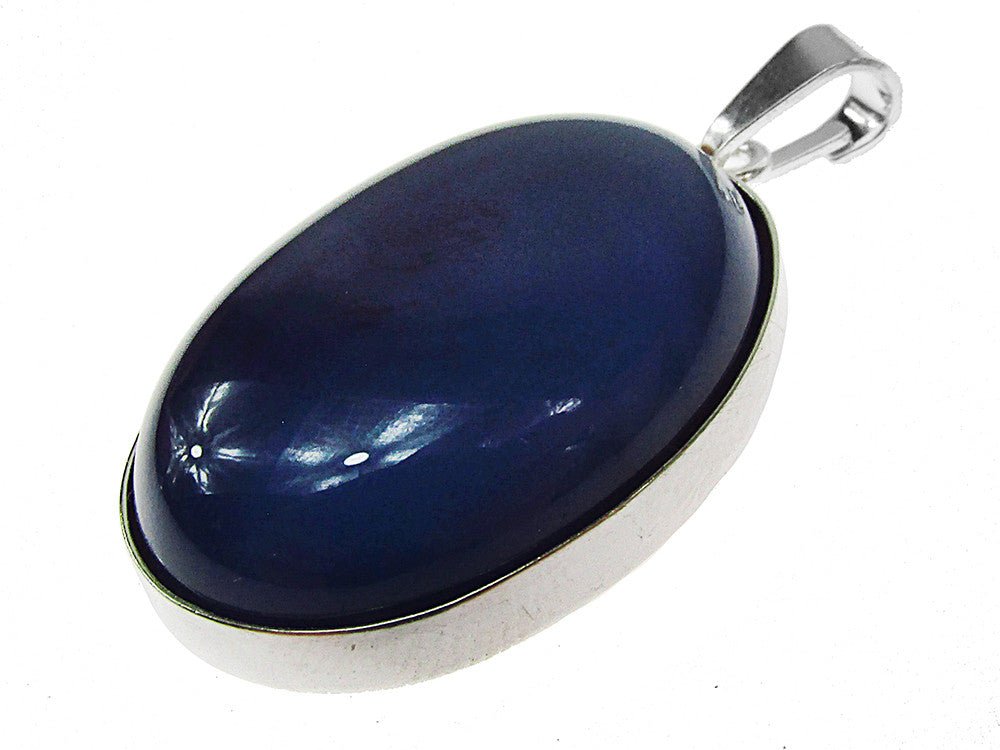 Pandantiv argint mare cu agat albastru 25x18 MM - GlamBazaar.ro