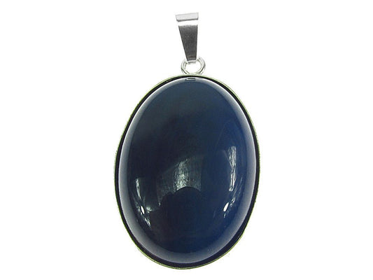 Pandantiv argint mare cu agat albastru 25x18 MM - GlamBazaar.ro