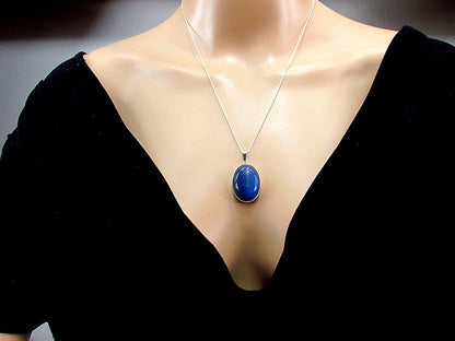 Pandantiv argint mare cu agat albastru 25x18 MM - GlamBazaar.ro