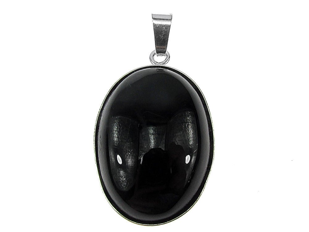 Pandantiv argint mare cu agat negru natural 25x18 MM - GlamBazaar.ro