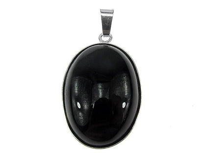 Pandantiv argint mare cu agat negru natural 25x18 MM - GlamBazaar.ro