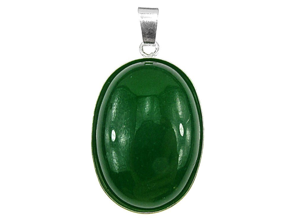 Pandantiv argint mare cu agata verde naturala 25x18 MM - GlamBazaar.ro