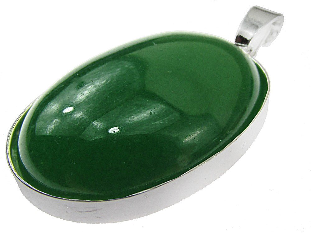 Pandantiv argint mare cu agata verde naturala 25x18 MM - GlamBazaar.ro