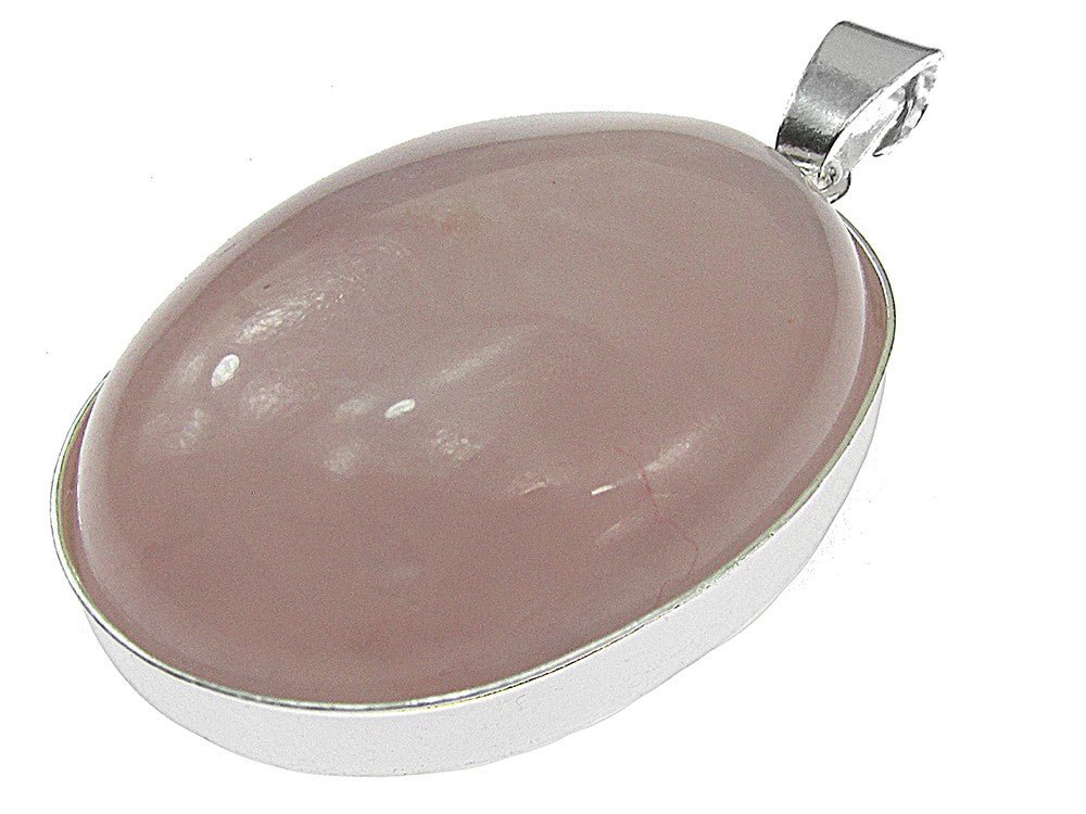 Pandantiv argint mare cu cuart roz natural 25x18 MM - GlamBazaar.ro