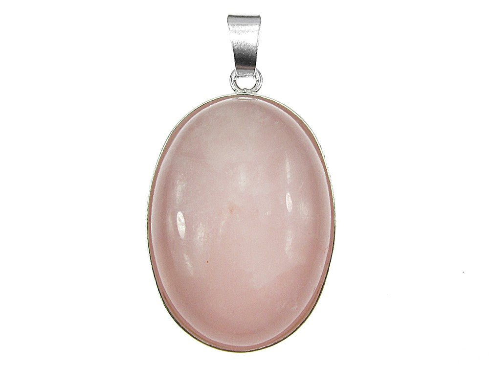 Pandantiv argint mare cu cuart roz natural 25x18 MM - GlamBazaar.ro