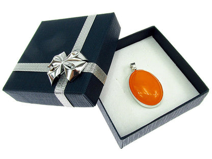 Pandantiv argint mare cu jad galben 25x18 MM - GlamBazaar.ro