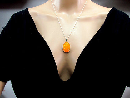 Pandantiv argint mare cu jad galben 25x18 MM - GlamBazaar.ro