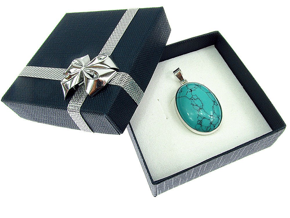 Pandantiv argint mare cu turcoaz 25x18 MM - GlamBazaar.ro