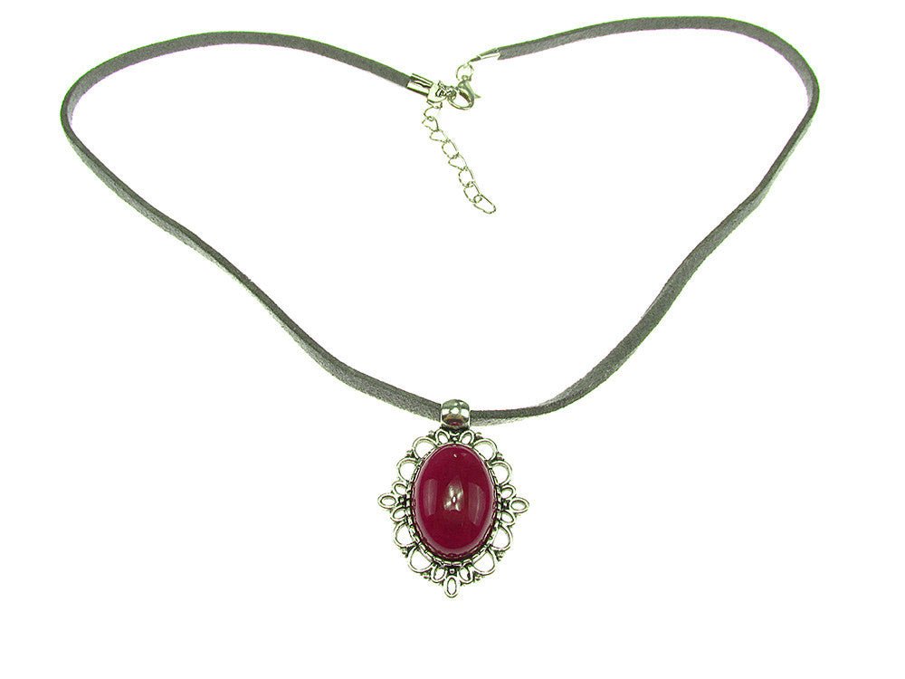 Pandantiv retro cu jad fucsia natural 18x13 MM - GlamBazaar.ro