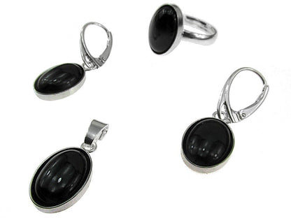 Set argint complet onix oval 14x10 MM cu lantisor inclus - GlamBazaar.ro