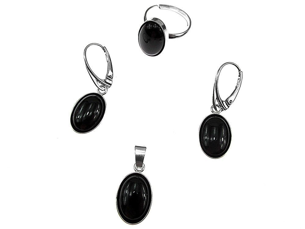 Set argint complet onix oval 14x10 MM cu lantisor inclus - GlamBazaar.ro