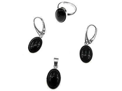 Set argint complet onix oval 14x10 MM cu lantisor inclus - GlamBazaar.ro