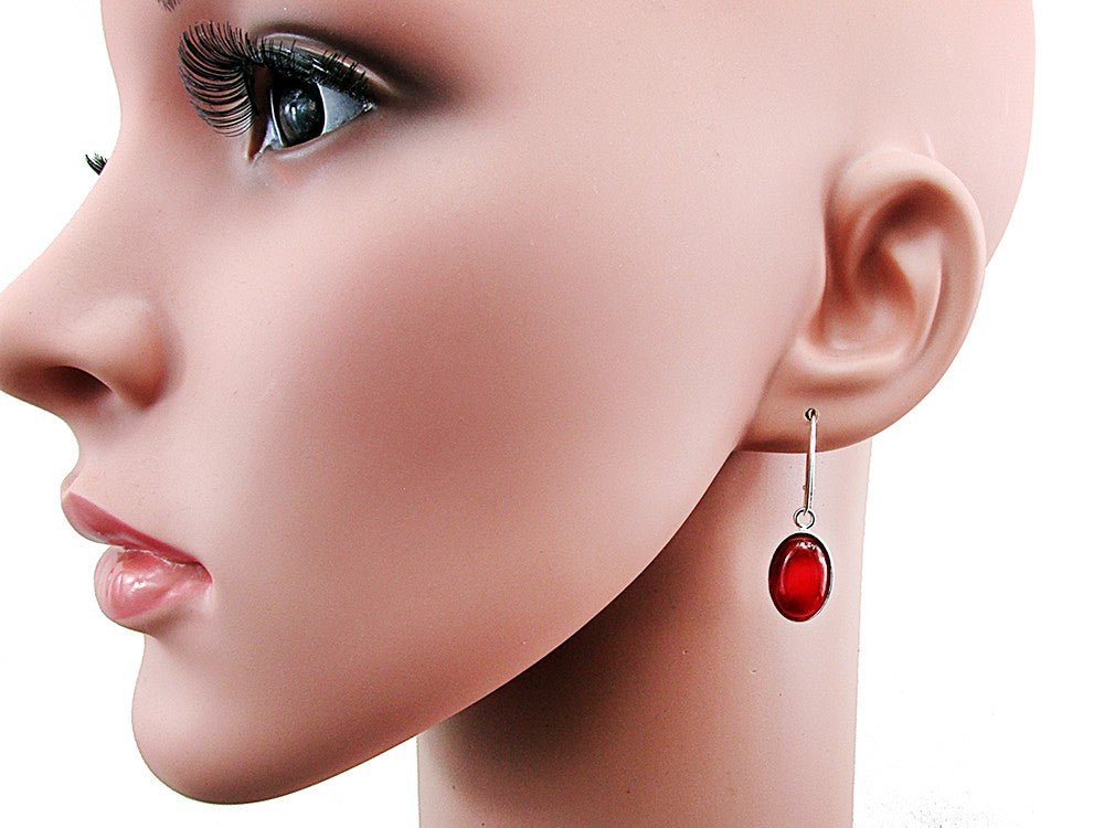 Set argint cu agate rosii ovale 14x10 MM - GlamBazaar.ro